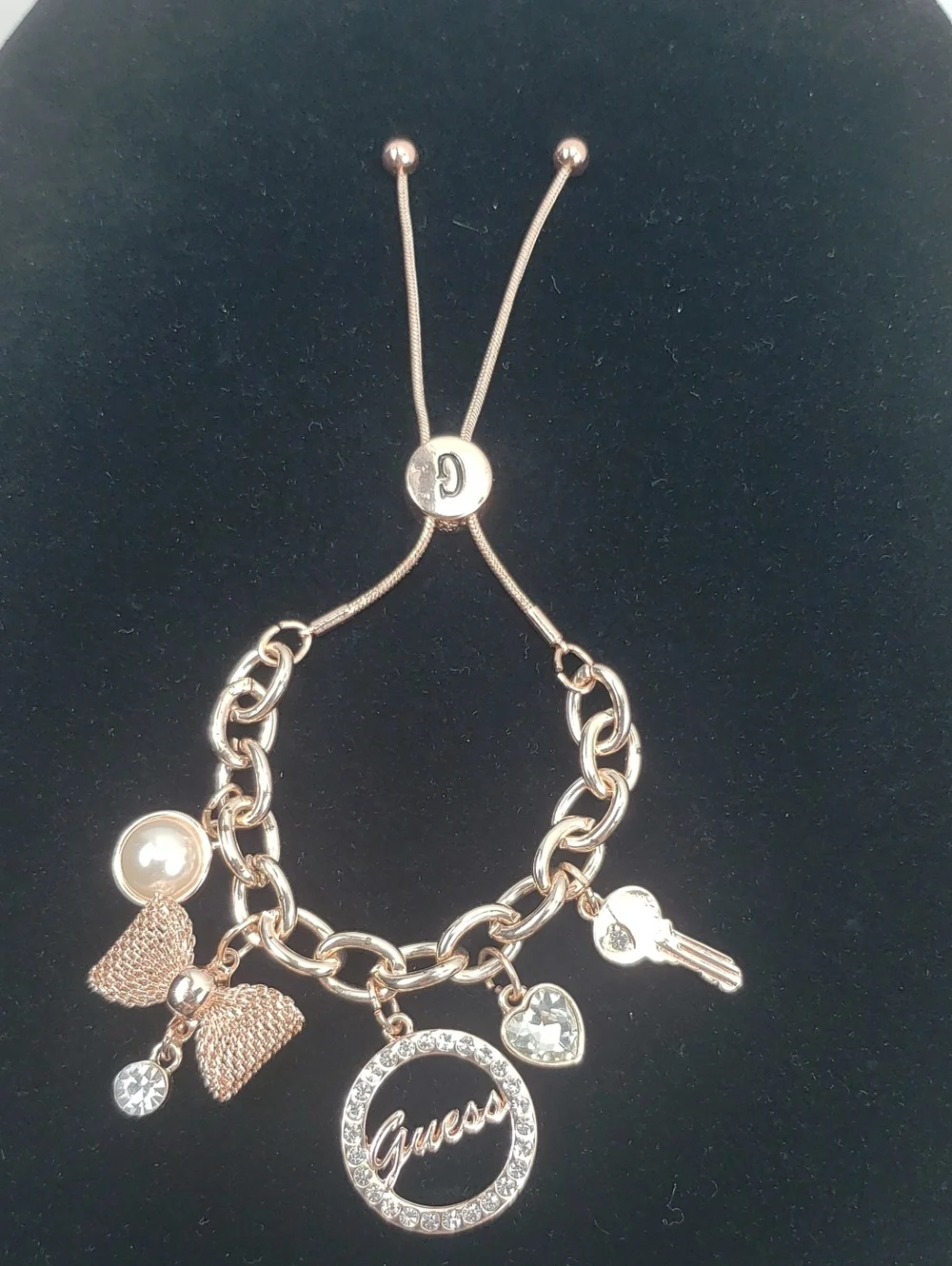 GUESS Rose Gold Charm Slide Bracelet